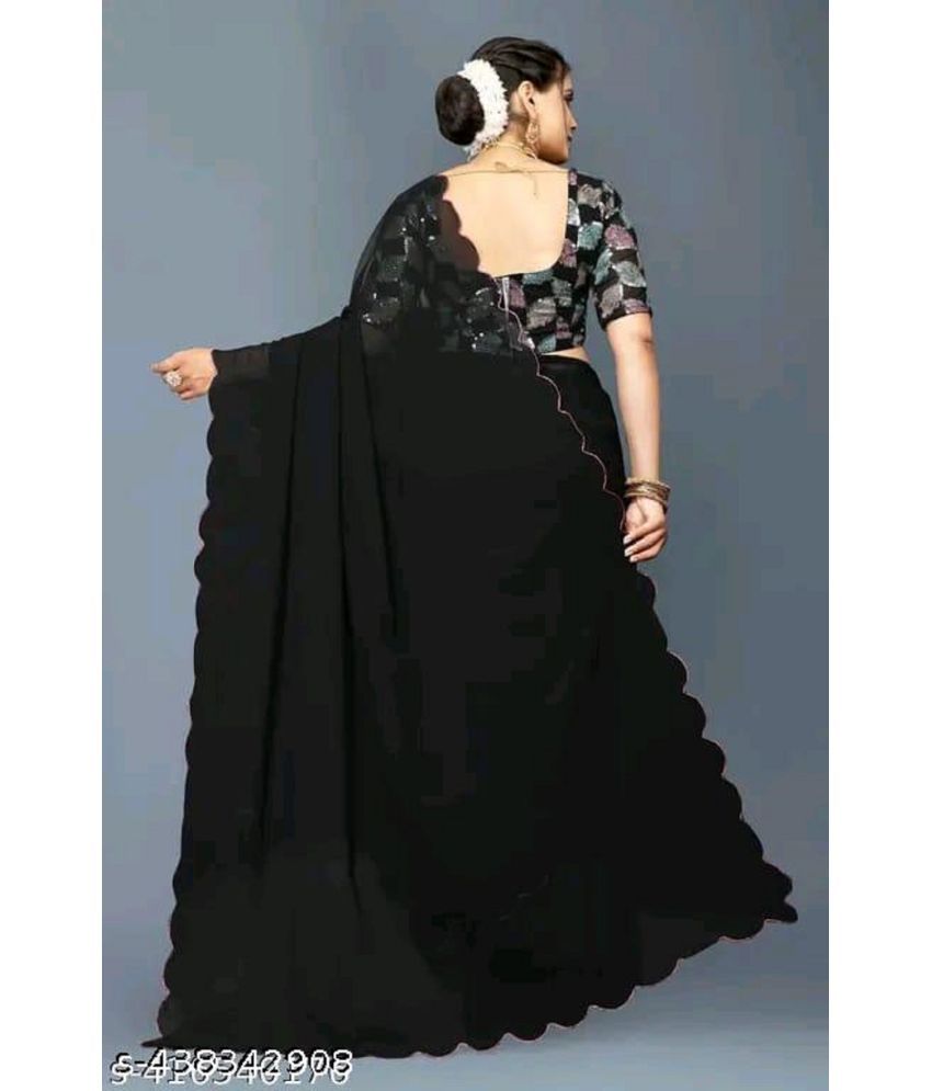     			GOPI SAREE Georgette Solid Saree With Blouse Piece ( Black , Pack of 1 )