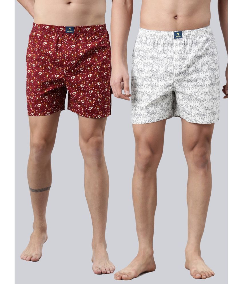     			Joven Pack of 2 Cotton Boxers For Men's ( White )