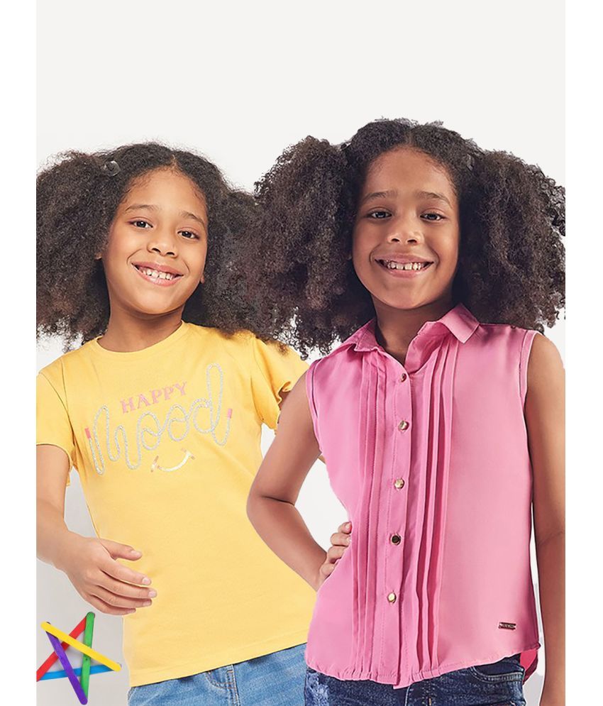     			PAMPOLINA Pack of 2 Girls Cotton Top ( Pink )