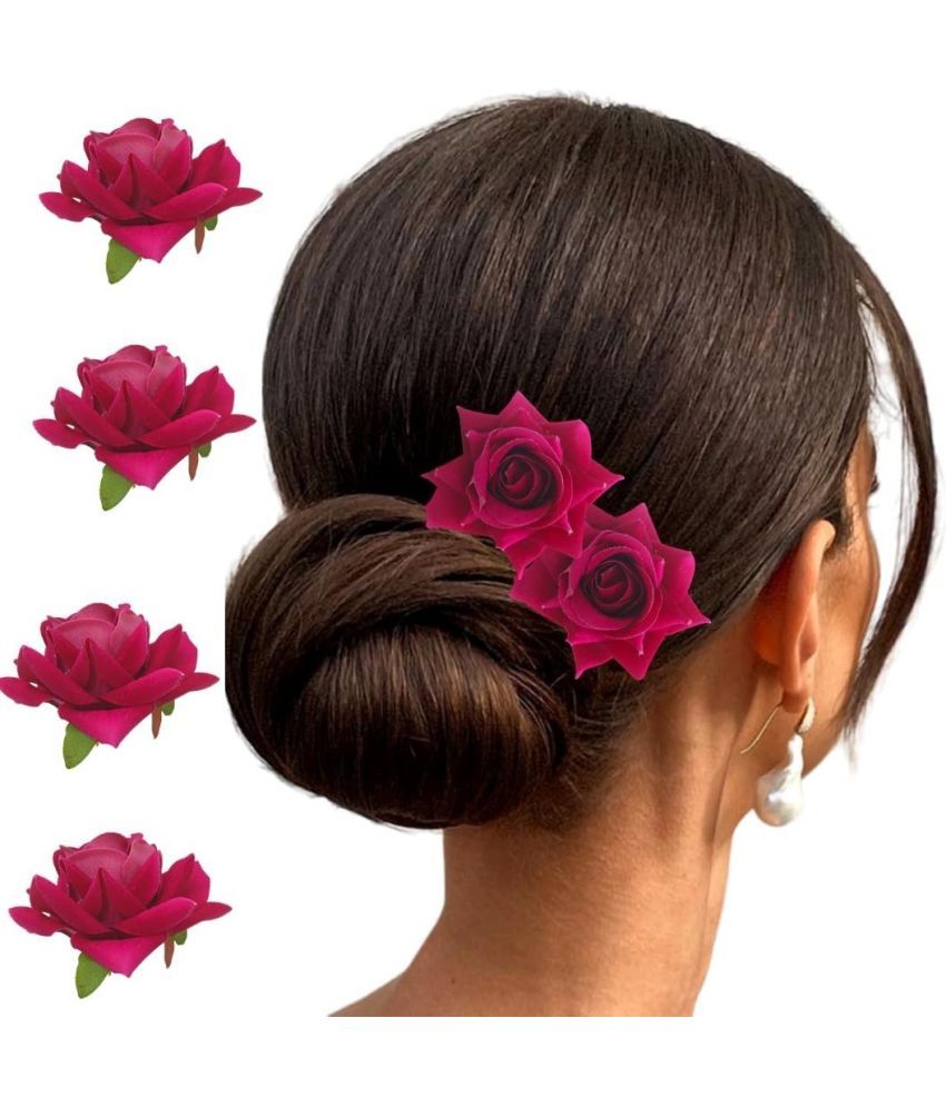     			Rhosyn Pink Women's Hair Clip ( Pack of 4 )