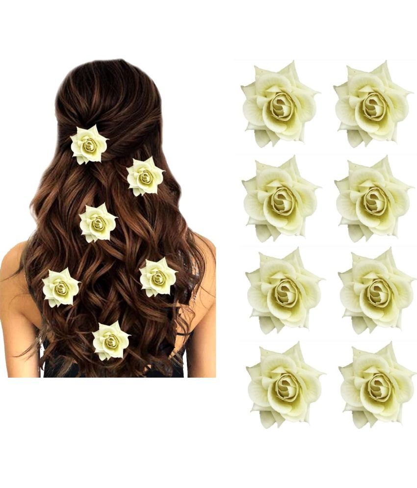     			Rhosyn White Women's Hair Clip ( Pack of 8 )