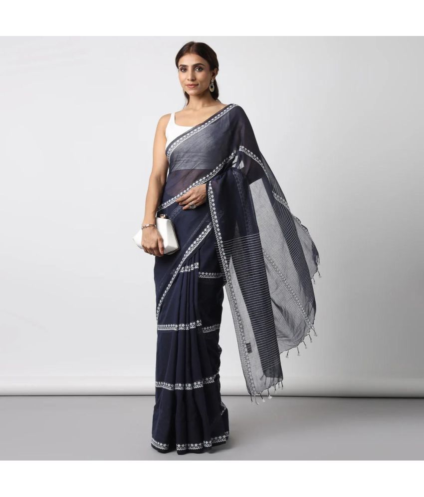     			SARADA HANDLOOM Cotton Printed Saree With Blouse Piece ( Charcoal , Pack of 1 )