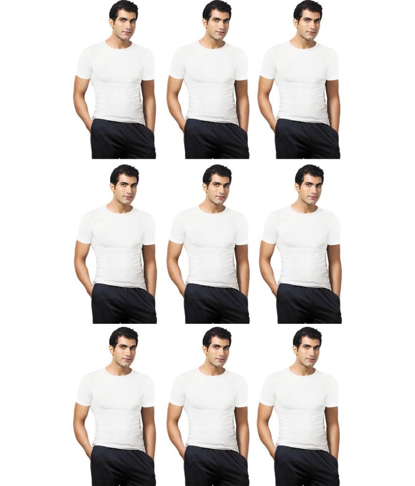     			VIP Pack of 9 Cotton Basic Vest For Men ( White )