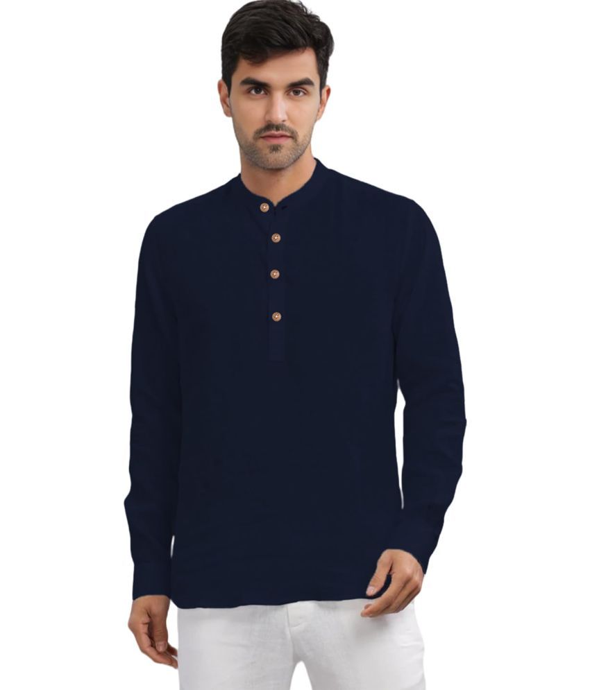     			Vida Loca Navy Blue Cotton Men's Shirt Style Kurta ( Pack of 1 )