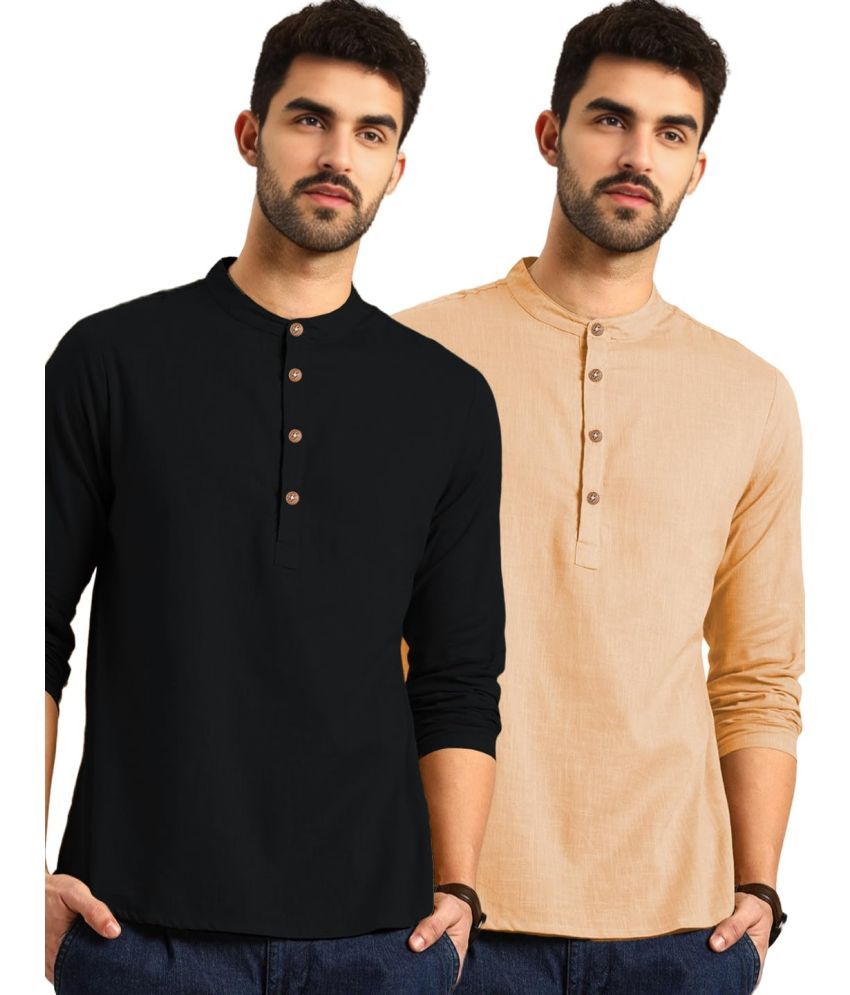     			Vida Loca Orange Cotton Men's Shirt Style Kurta ( Pack of 2 )