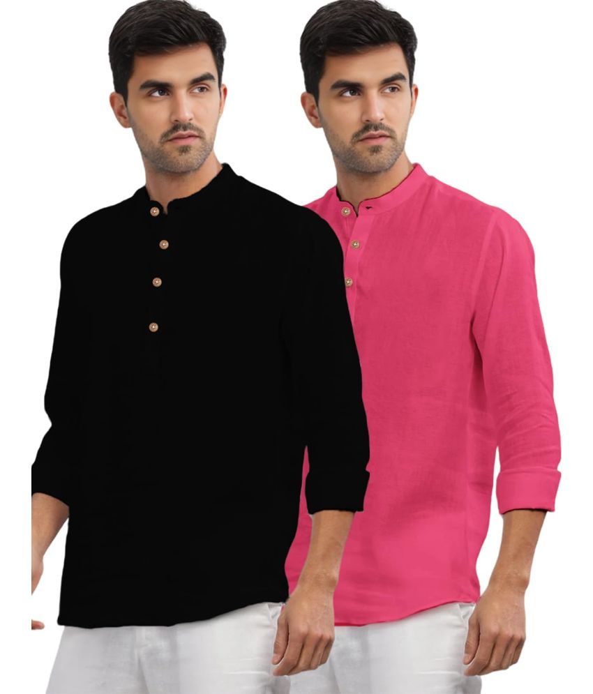     			Vida Loca Pink Cotton Men's Shirt Style Kurta ( Pack of 2 )