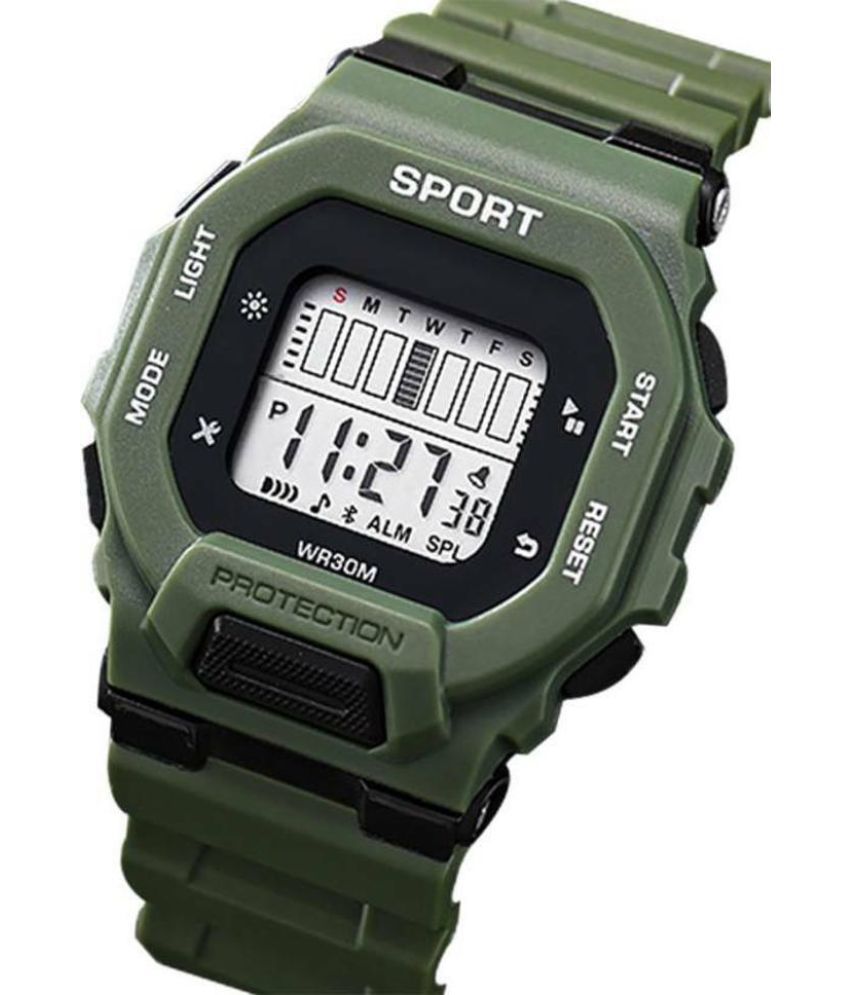     			YUKAX Green Silicon Digital Men's Watch