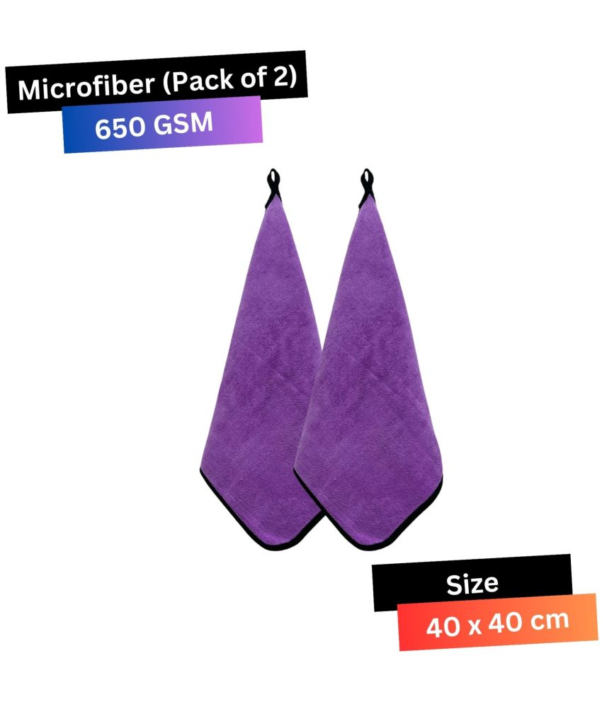     			LIQUIFIBER Purple 650 GSM Microfiber Cloth For Automobile ( Pack of 2 )