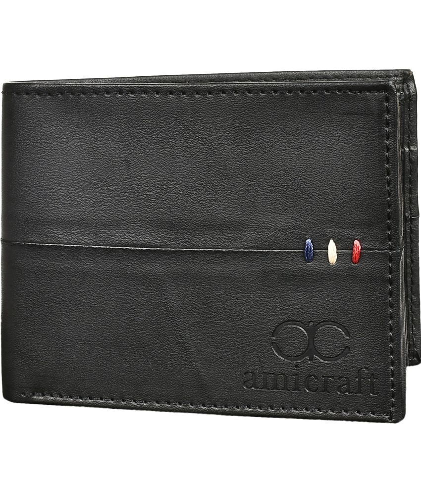     			Amicraft 100% Leather Solid Men's Regular Wallet With 6 Slots For Card ( Black , Pack of 1 )