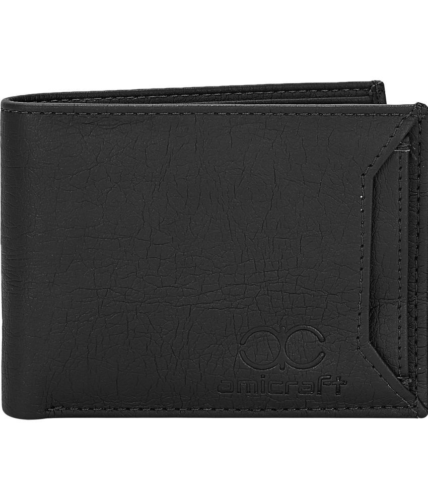     			Amicraft PU Self Design Men's Regular Wallet With 6 Slots For Card ( Black , Pack of 1 )