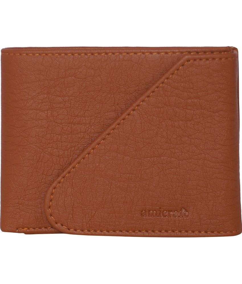     			Amicraft PU Solid Men's Regular Wallet With 4 Slots For Card ( Tan , Pack of 1 )