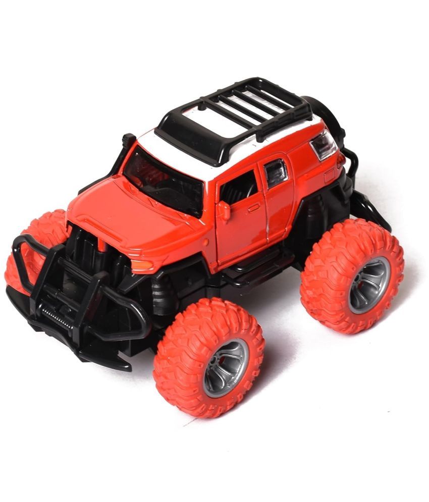     			Braintastic Toyota Off Road Jeep Simulation Alloy Metal Pullback Friction Diecast Car, 1:32 Scale with Openable Doors, Sound & Light (Red)