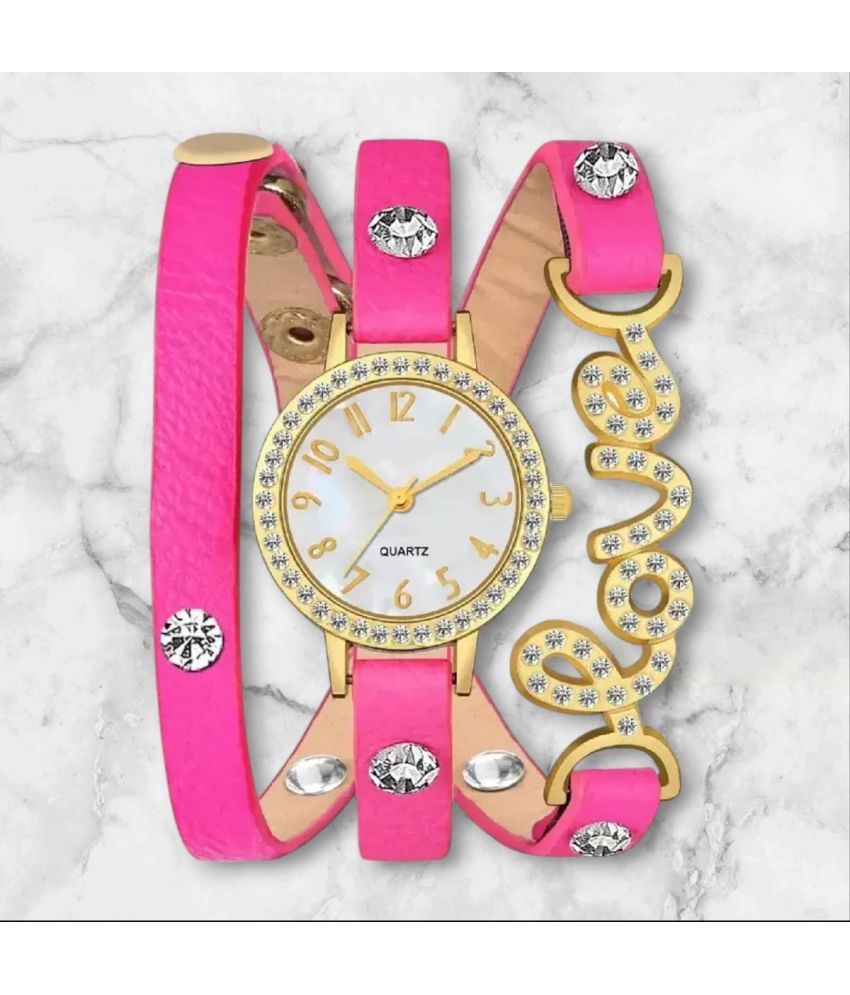     			DECLASSE Pink Leather Analog Womens Watch