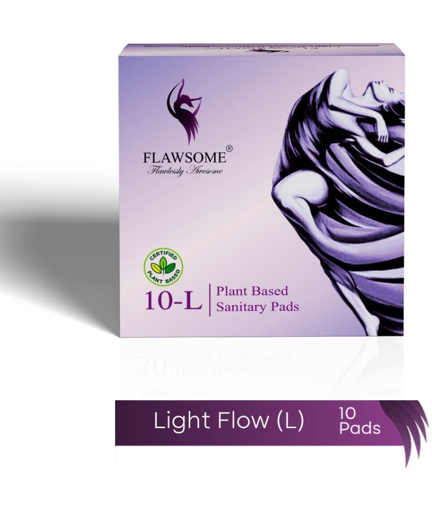     			Flawsome Sensitive Sanitary Pads, 100% Rash-Free Size, Plant Top Sheet,L (Pack of 10)