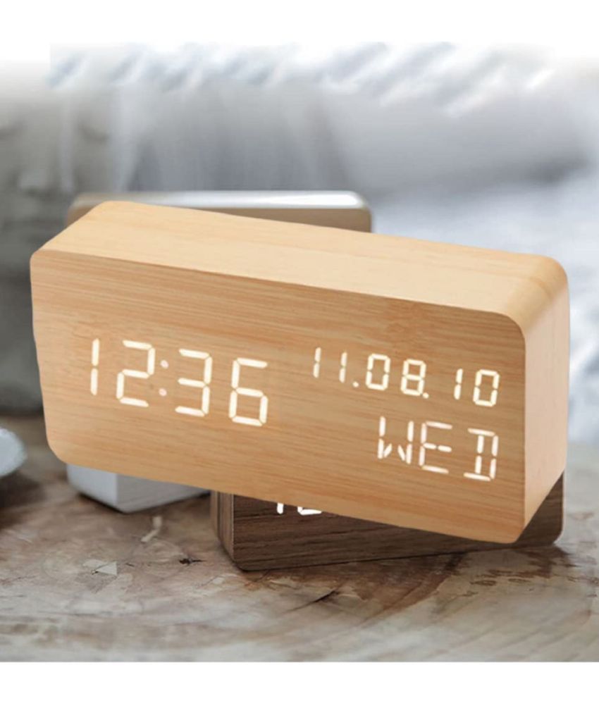     			Green Tales Digital Wooden Digital Clock Alarm Clock - Pack of 1