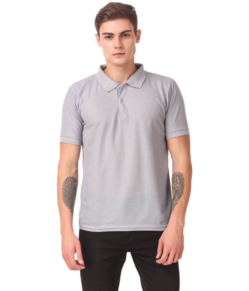     			KETEX Pack of 1 Cotton Blend Slim Fit Solid Half Sleeves Men's Polo T Shirt ( Grey )