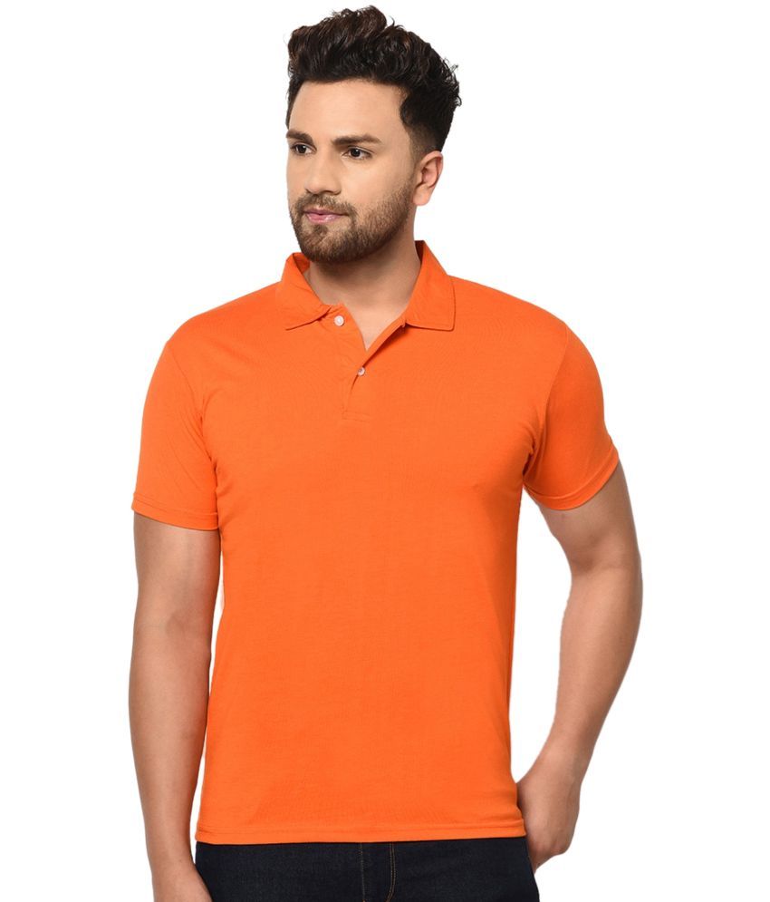     			KETEX Pack of 1 Cotton Blend Slim Fit Solid Half Sleeves Men's Polo T Shirt ( Orange )