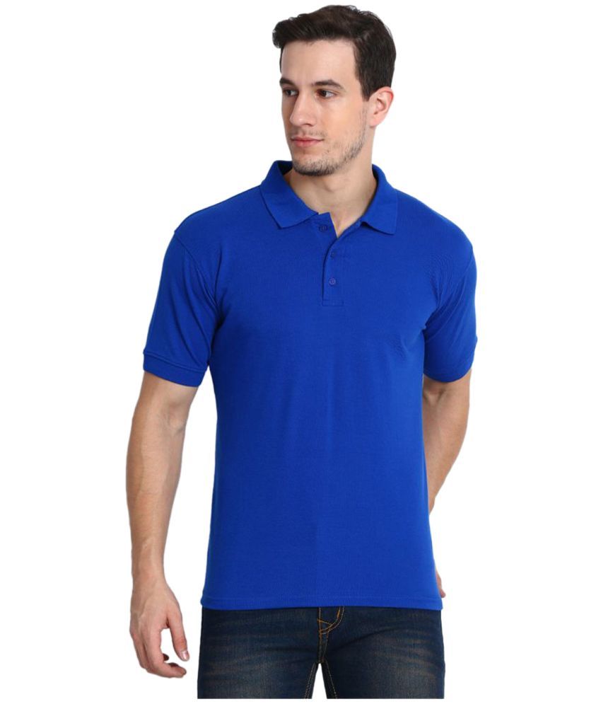     			KETEX Pack of 1 Cotton Blend Slim Fit Solid Half Sleeves Men's Polo T Shirt ( Blue )