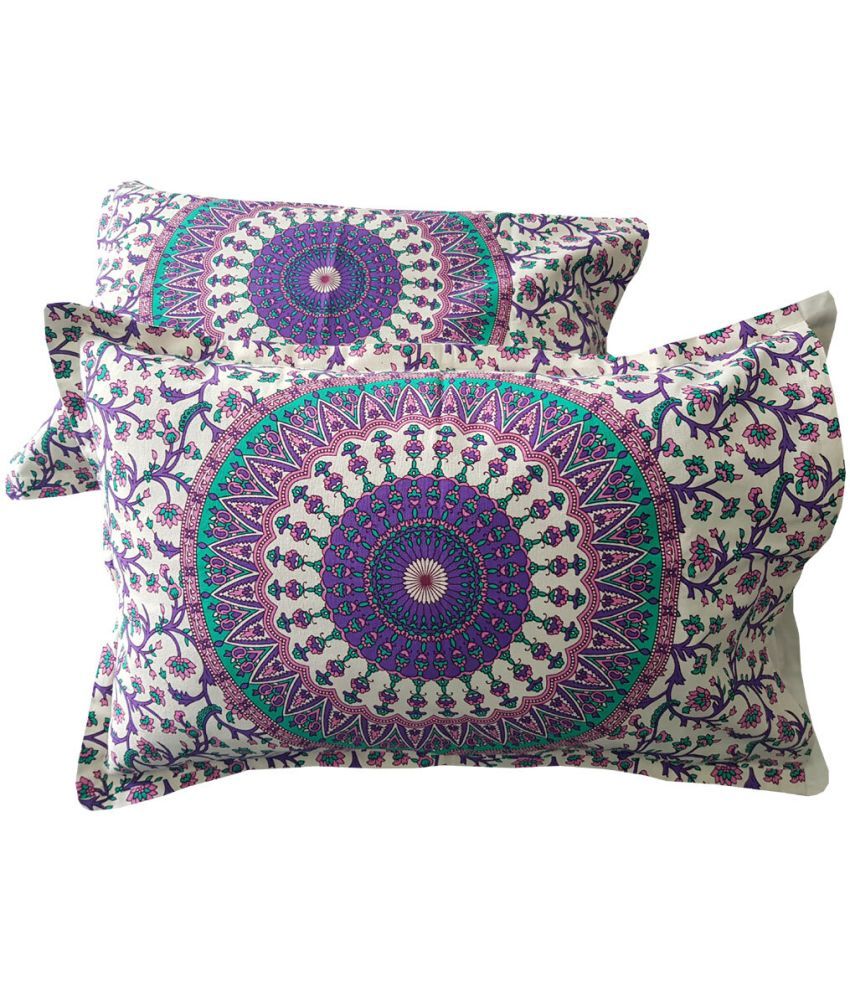     			Miyanbazaz Set of 4 Cotton Floral Cylindrical Cushion Cover (45X45)cm - Multi