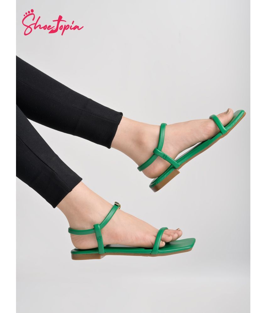     			Shoetopia Green Women's Flats