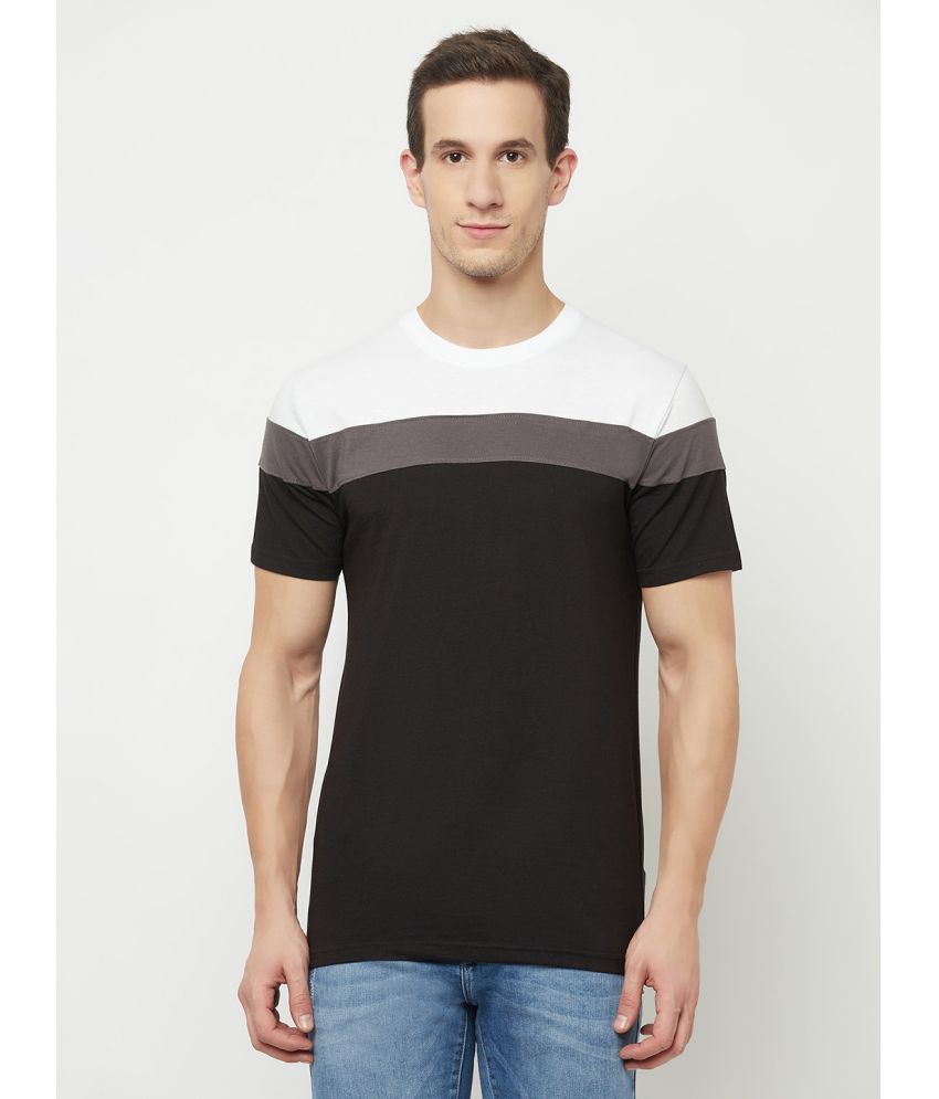     			TAZO Cotton Blend Regular Fit Colorblock Half Sleeves Men's Round T-Shirt - Black ( Pack of 1 )