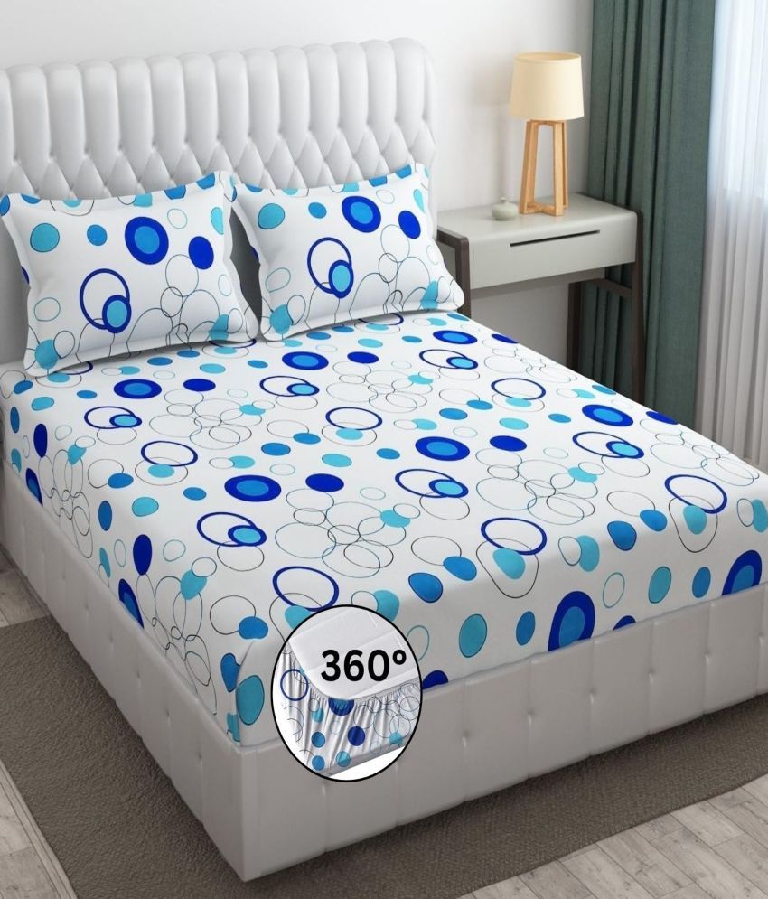     			YKNIP Cotton Geometric Fitted ( King Size ) - Blue