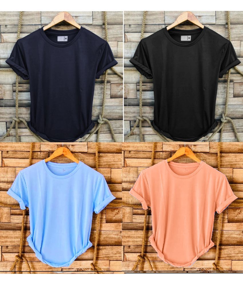     			nikline Polyester Regular Fit Solid Half Sleeves Men's Round T-Shirt - Multicolor4 ( Pack of 4 )