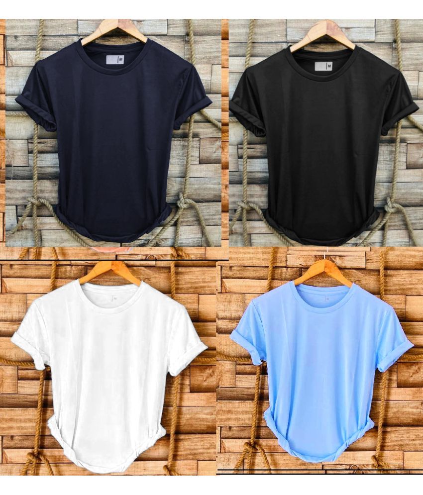     			nikline Polyester Regular Fit Solid Half Sleeves Men's Round T-Shirt - Multicolor12 ( Pack of 4 )