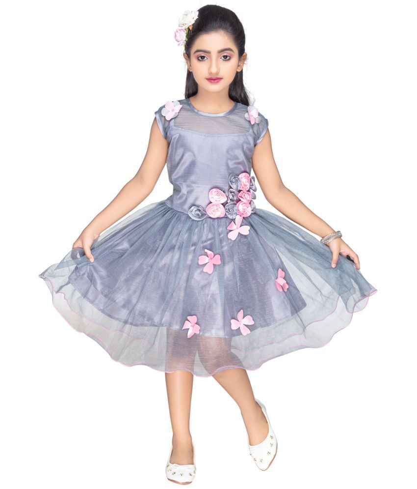     			s muktar garments Satin Frock For Baby Girls ( Pack of 1 , Silver )