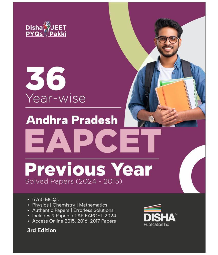     			36 Year-wise Andhra Pradesh EAPCET Previous Year Solved Papers (2024 - 2015) 3rd Edition | Physics, Chemistry & Mathematics PYQs Question Bank | For 2