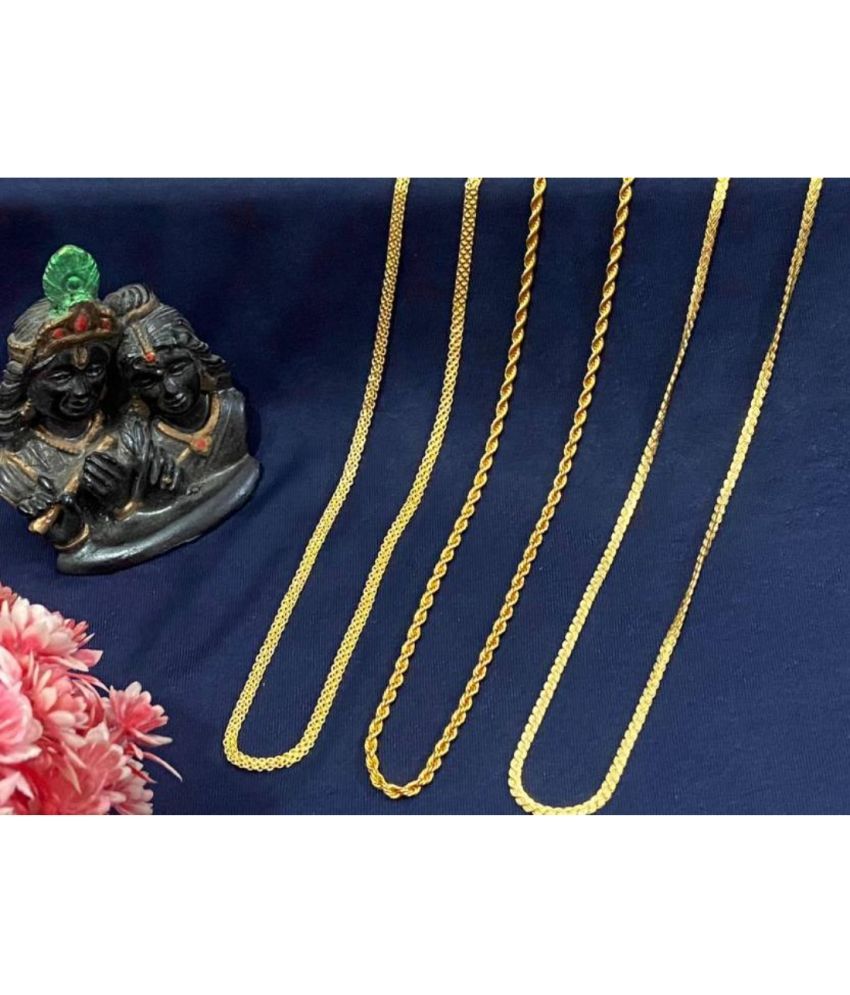     			AgTrendz Gold Plated Chains Combo ( Set of 3 )