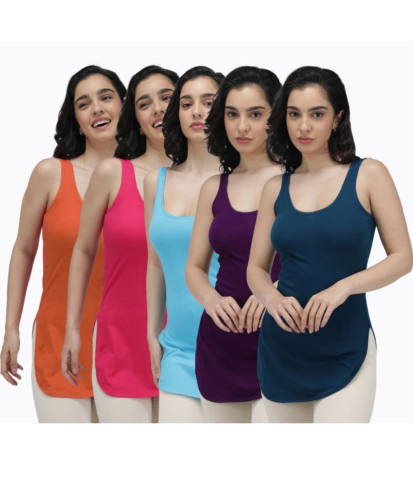     			Amul comfy Pack of 5 Cotton Camisoles ( Multicolor )