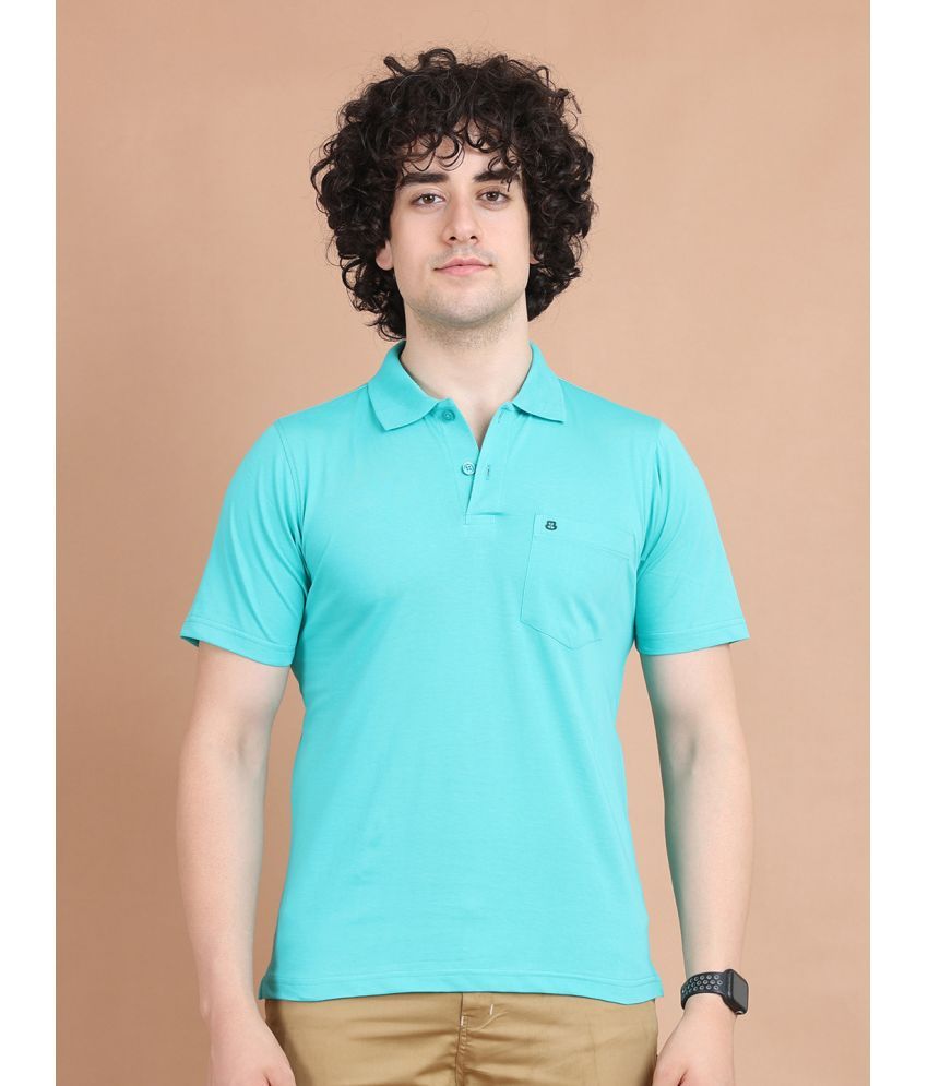     			BERRYBLUES 100% Cotton Regular Fit Solid Half Sleeves Men's V-Neck T-Shirt - Sea Green ( Pack of 1 )