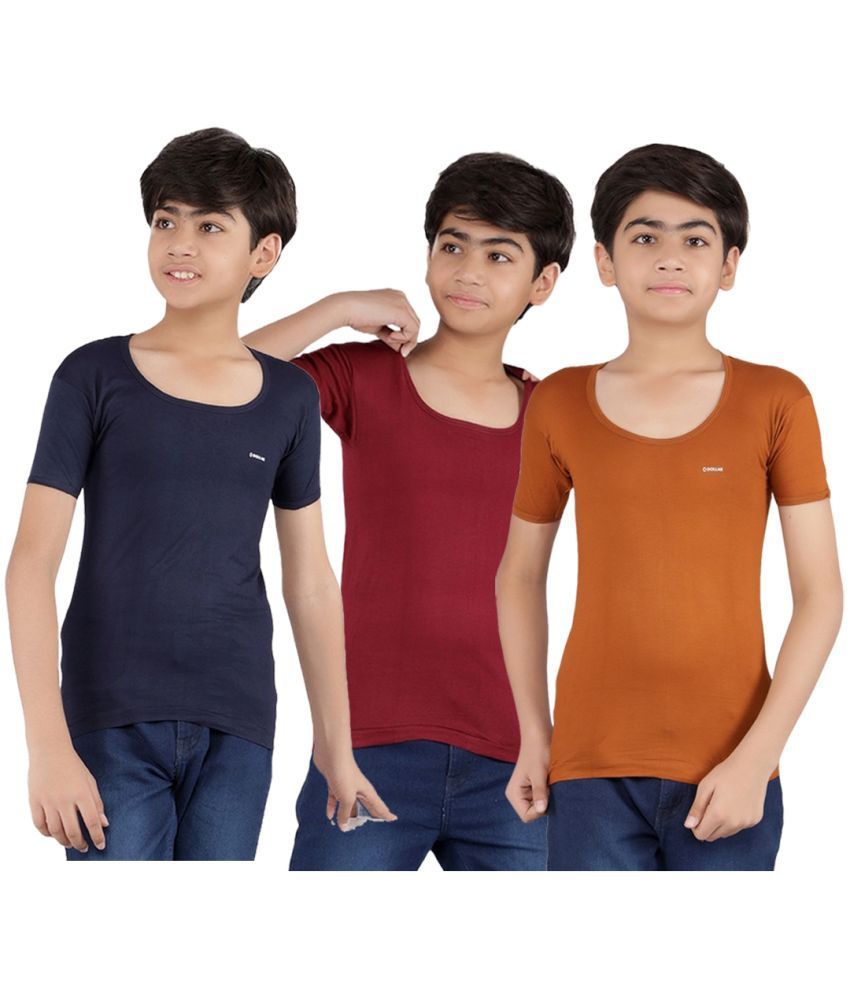     			Dollar lehar Pack of 3 Boys Cotton Vest ( Multicolor 2 )