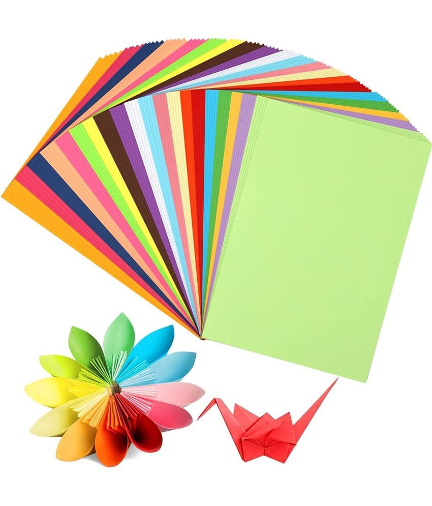     			ECLET 100 pcs Color A4 Medium Size Sheets (10 Sheets Each Color) Art and Craft Paper Double Sided Colored set 36