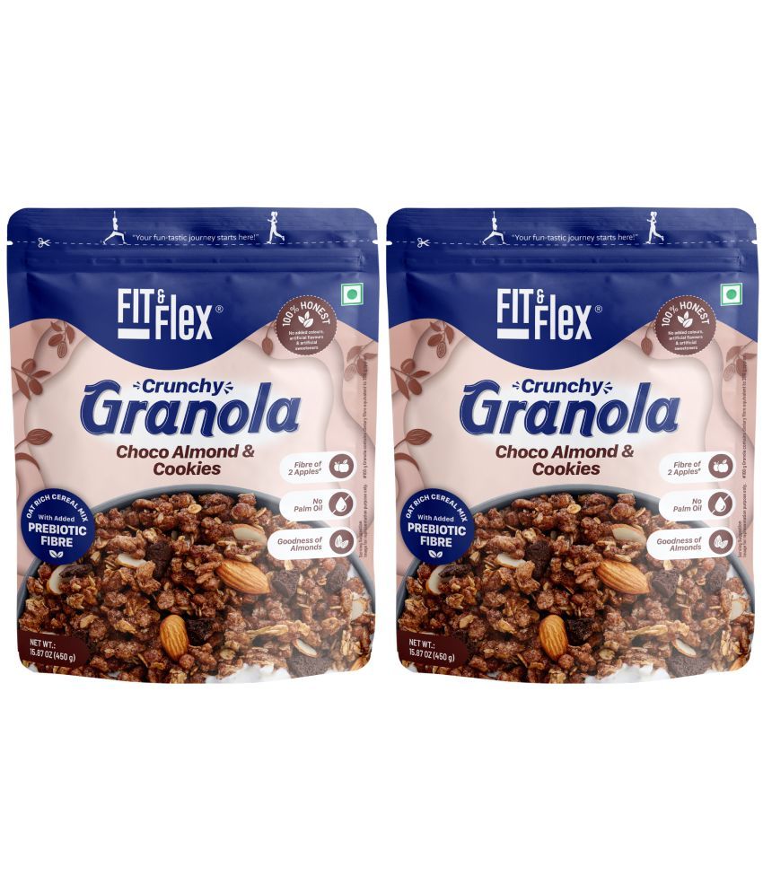     			Fit & Flex Chocolate Almond & Cookies Granola 450 gm Pack of 2