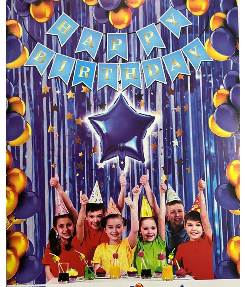     			GARAB HAPPY BIRTHDAY BANNER,2 FOIL CURTAIN, 20 METALLIC BALLOONS,1 Pc FOIL STAR,