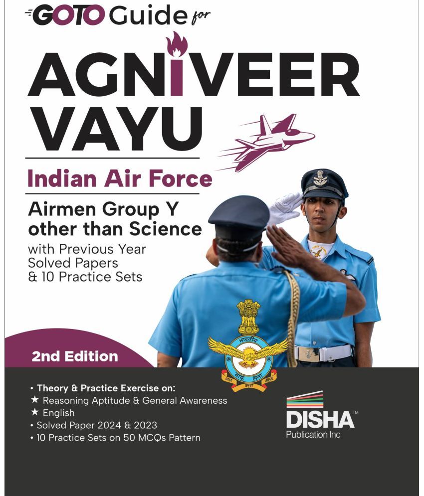     			GoTo Guide for Agniveer Vayu Indian Air Force Airmen Airmen Group Y other than Science with Previous Year Solved Papers & 10 Practice Sets 2nd Edition | IAF Recruitment Exam | Non-Technical | PYQuestions