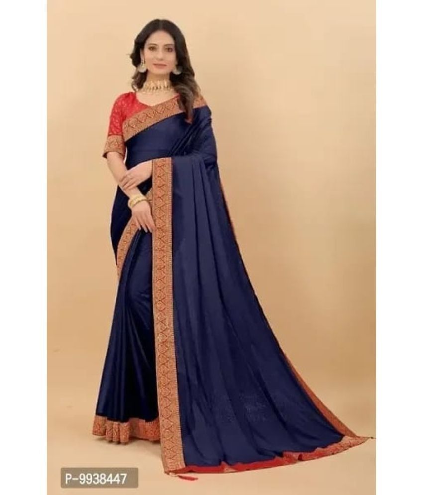     			Gullak Art Silk Dyed Saree With Blouse Piece ( Blue , Pack of 1 )