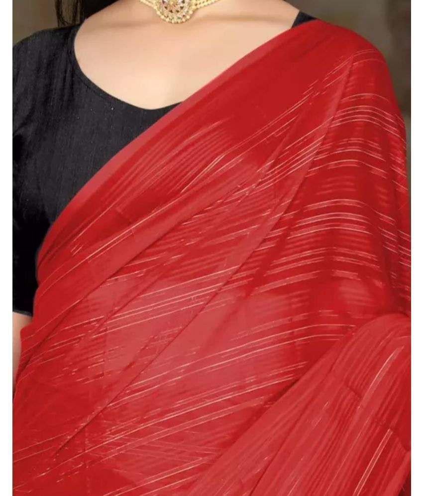     			Gullak Art Silk Dyed Saree With Blouse Piece ( Red , Pack of 1 )