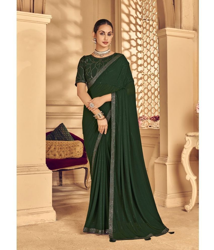     			Gullak Georgette Embroidered Saree With Blouse Piece ( Green , Pack of 1 )