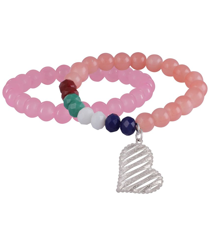     			JFL - Jewellery For Less Pink Bracelet ( Pack of 2 )