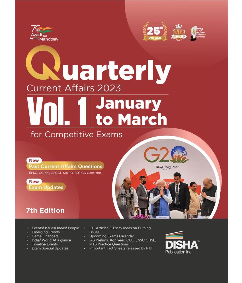     			Quarterly Current Affairs 2023 Vol. 1 - January to March for Competitive Exams 7th 4 color Edition | General Knowledge with PYQs | UPSC, State PSC, CU