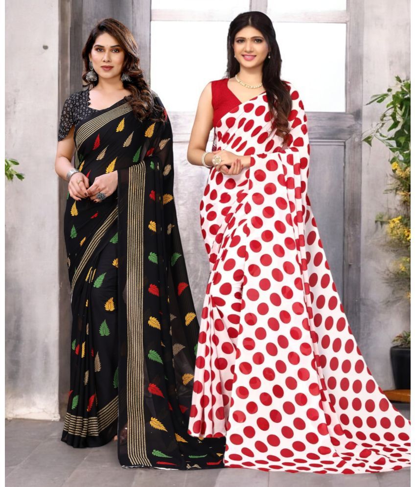     			TTH Georgette Printed Saree With Blouse Piece ( Multicolor , Pack of 2 )