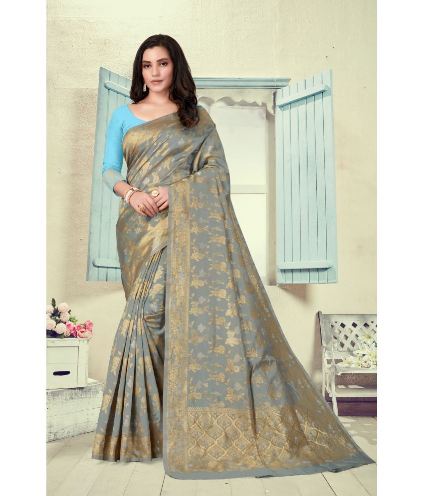     			VEDANT VASTRAM Art Silk Self Design Saree With Blouse Piece ( Grey , Pack of 1 )