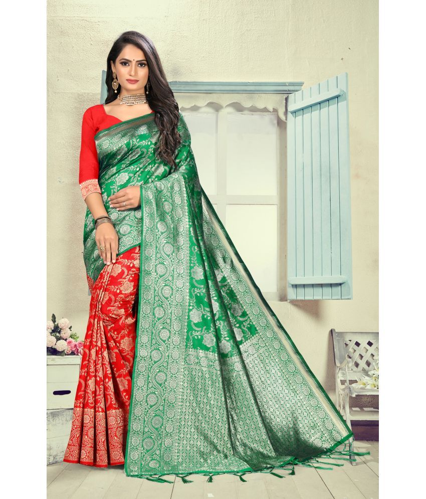     			VEDANT VASTRAM Art Silk Self Design Saree With Blouse Piece ( Green , Pack of 1 )