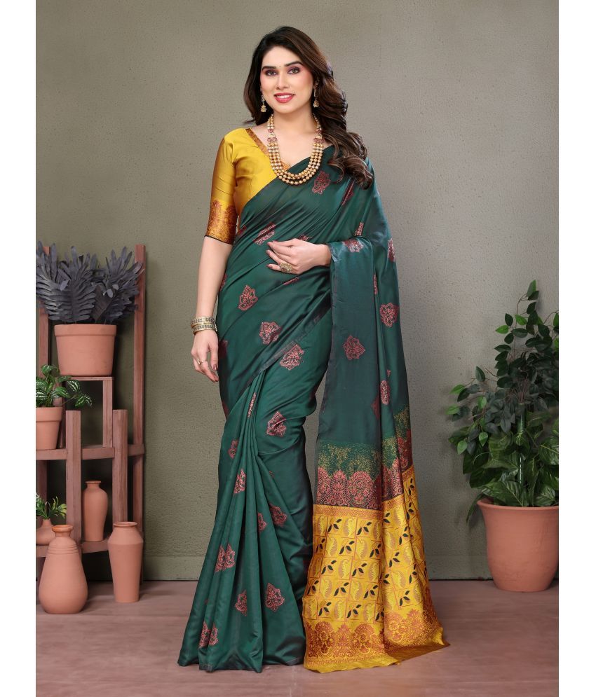     			VEDANT VASTRAM Art Silk Self Design Saree With Blouse Piece ( Green , Pack of 1 )