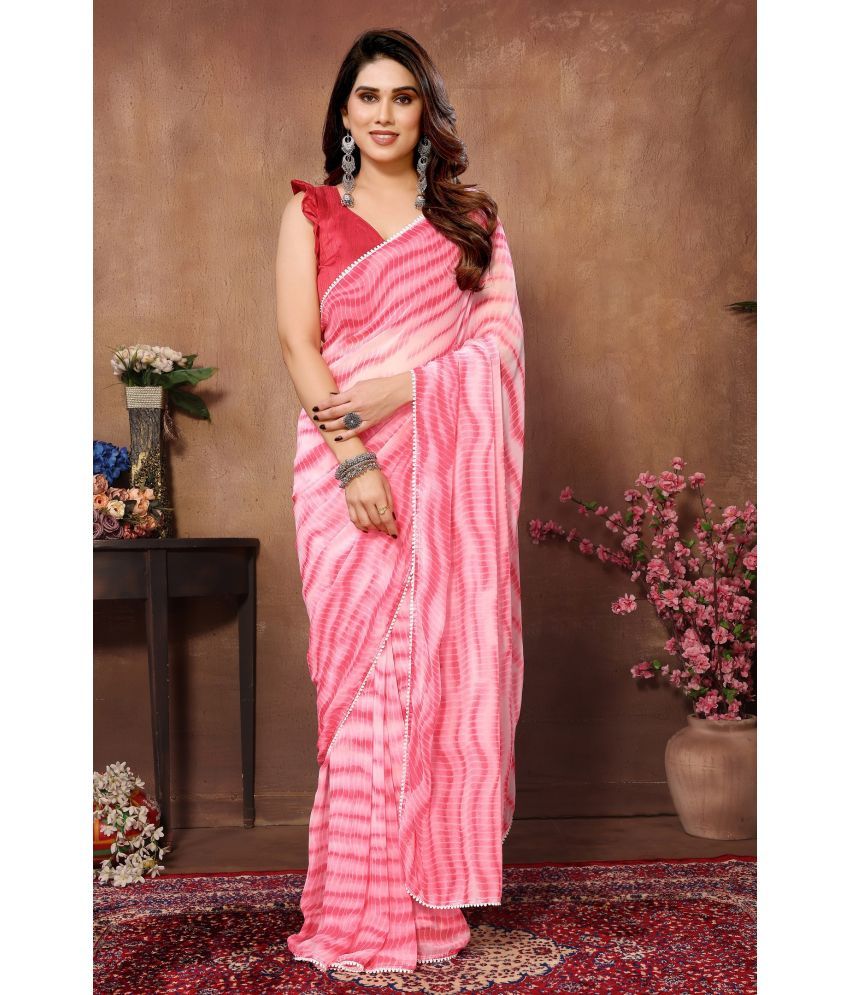     			VEDANT VASTRAM Georgette Printed Saree With Blouse Piece ( Pink , Pack of 1 )