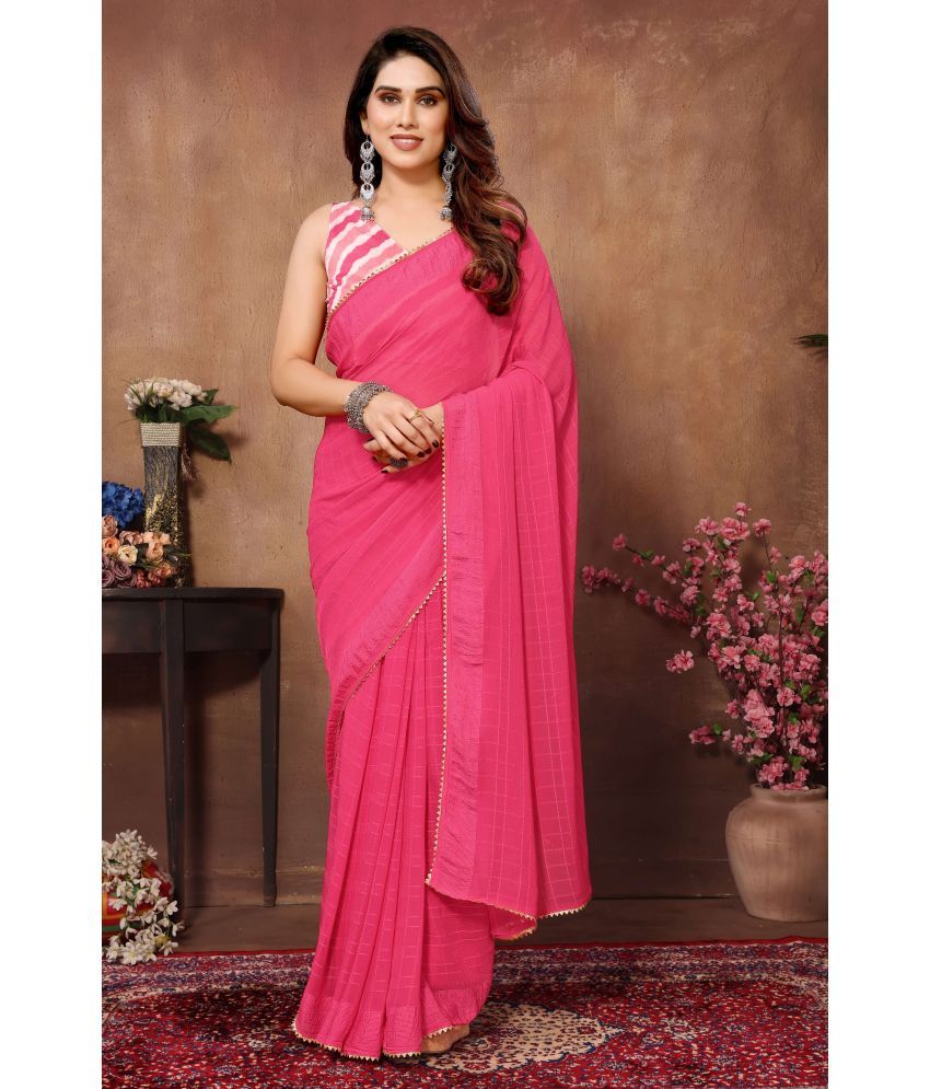     			VEDANT VASTRAM Georgette Printed Saree With Blouse Piece ( Pink , Pack of 1 )