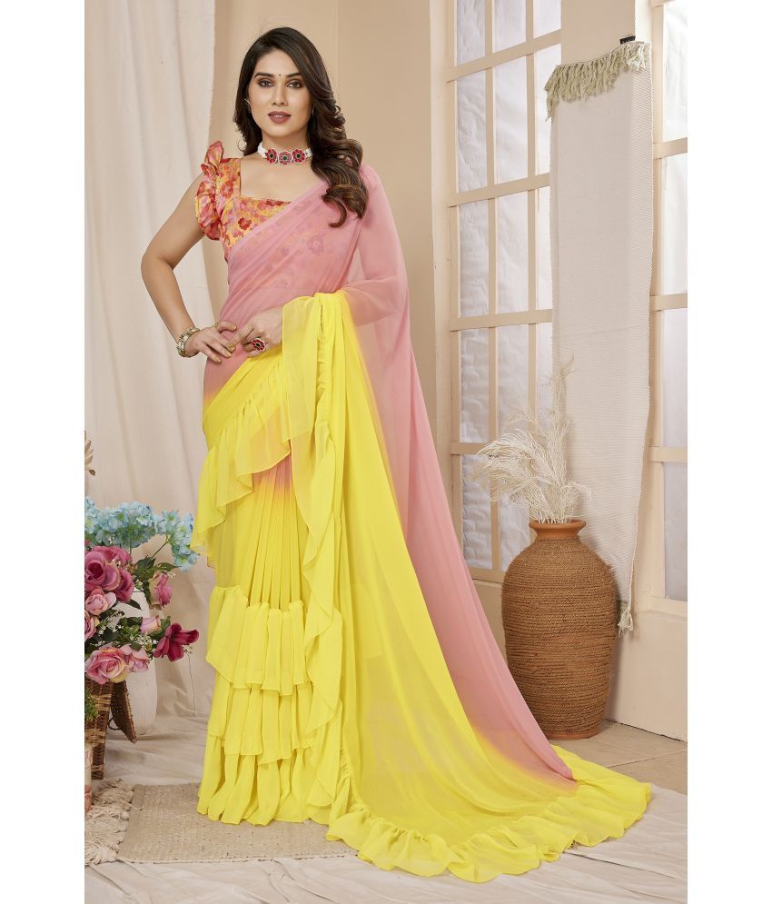     			VEDANT VASTRAM Georgette Self Design Saree With Blouse Piece ( Pink , Pack of 1 )